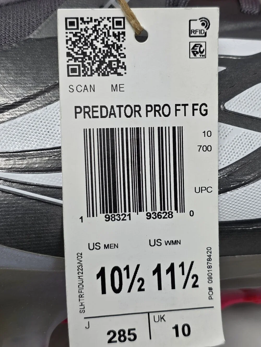 Adidas Predator Pro Tongue FG Football Soccer Cleats Grey Men’s Size 10.5 JR3324